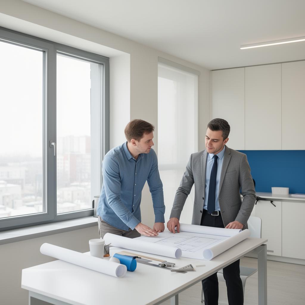 Ingenieur und Kunde besprechen Baupläne